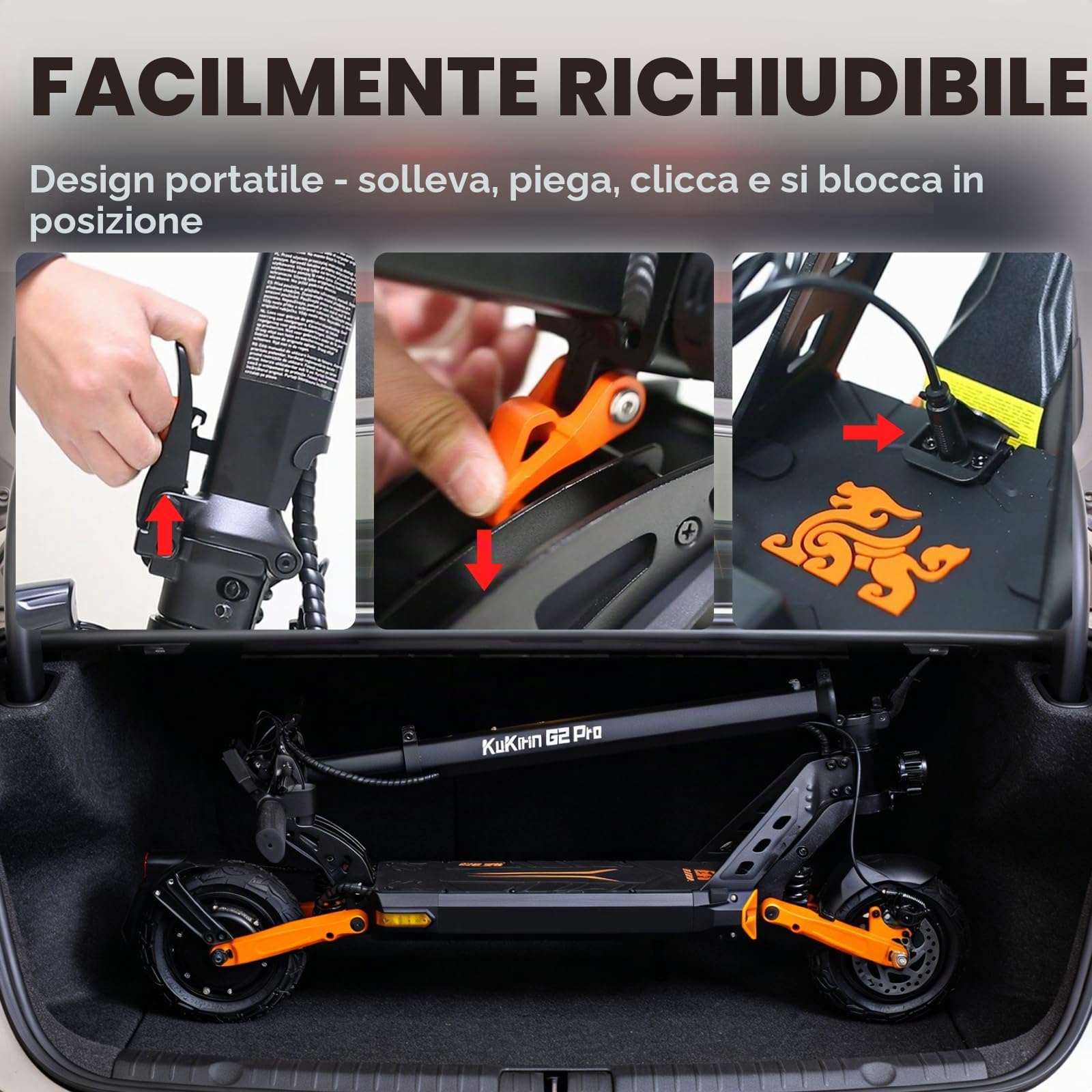 G2 P Monopattino Elettrico Adulti, Autonomia 34 Miglia, Pneumatici Antipuntura da 9", Doppio Freno a Disco con Sospensioni, 4 Velocità, Manubrio Regolabile, Ideale per Pendolari e Regalo di Compleanno