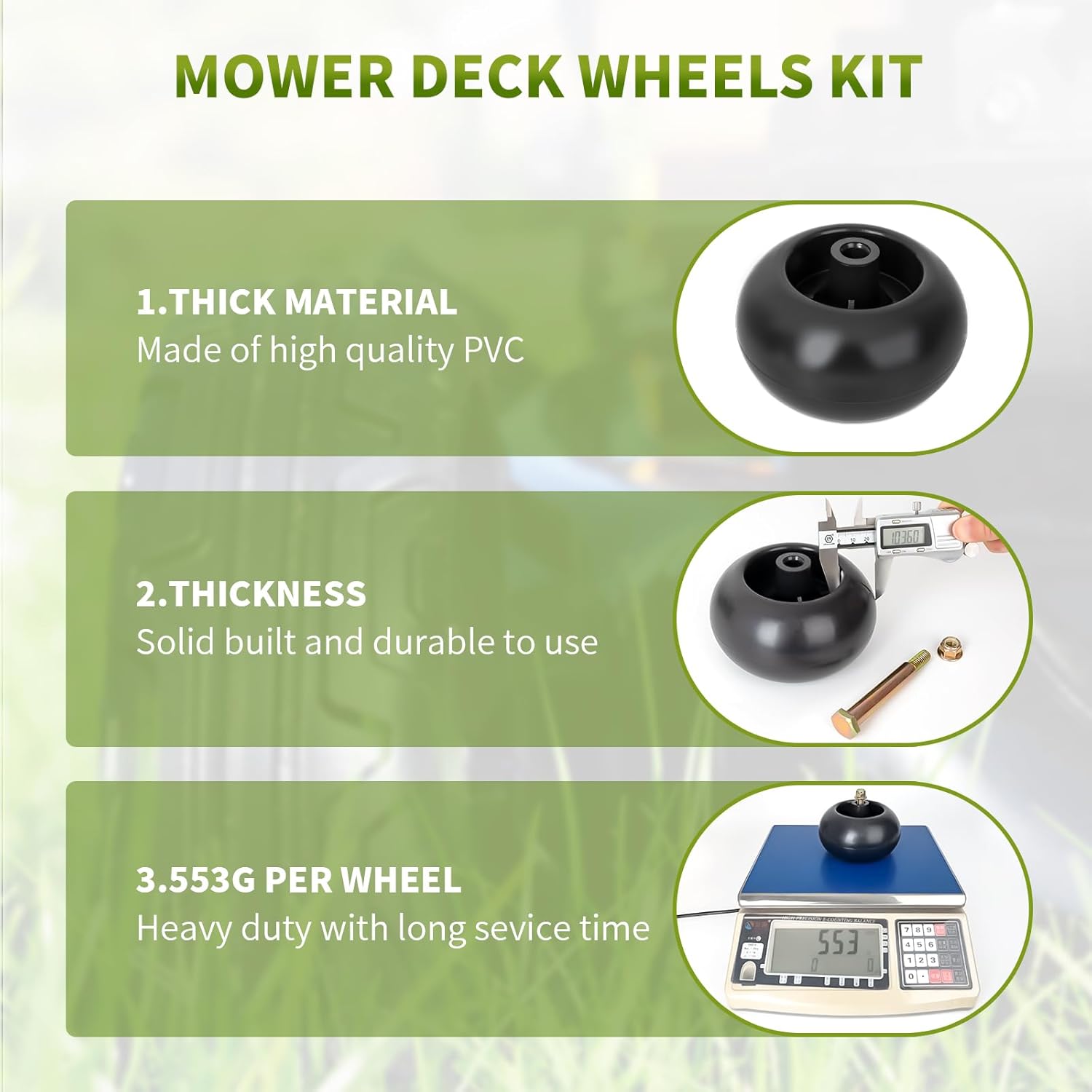 753-04856A Deck Wheels Fit for Craftsman Mower - Deck Rollers Gauge Wheel for Craftsman HU Cub Cad JD Lawn Mower Tractor, Work with 54" 48" Deck, Replaces 133957 734-03058, 6 Pack
