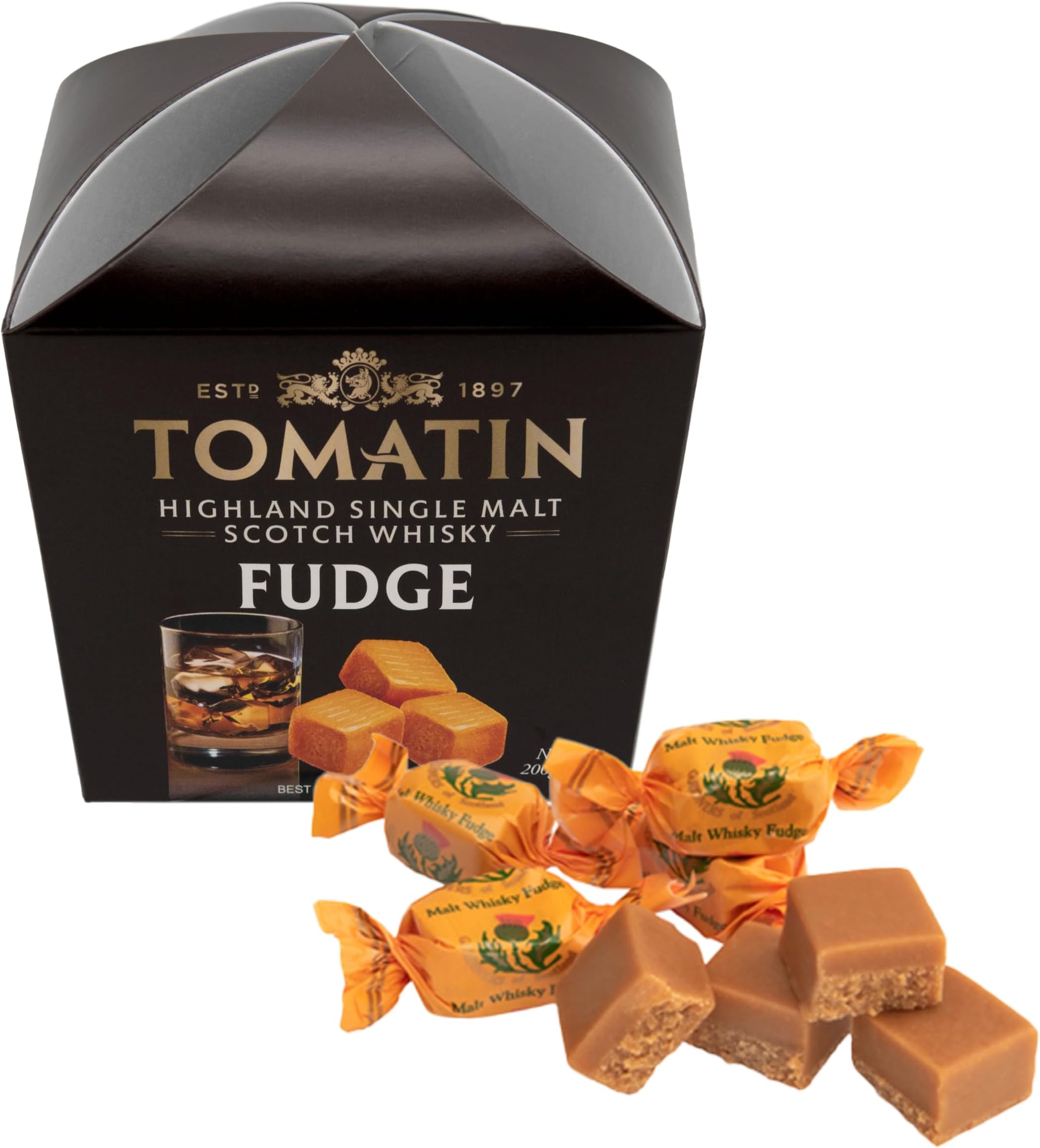 Gardiners of Scotland Handmade Fudge 200g Folded Carton, Tomatin Malt Fudge