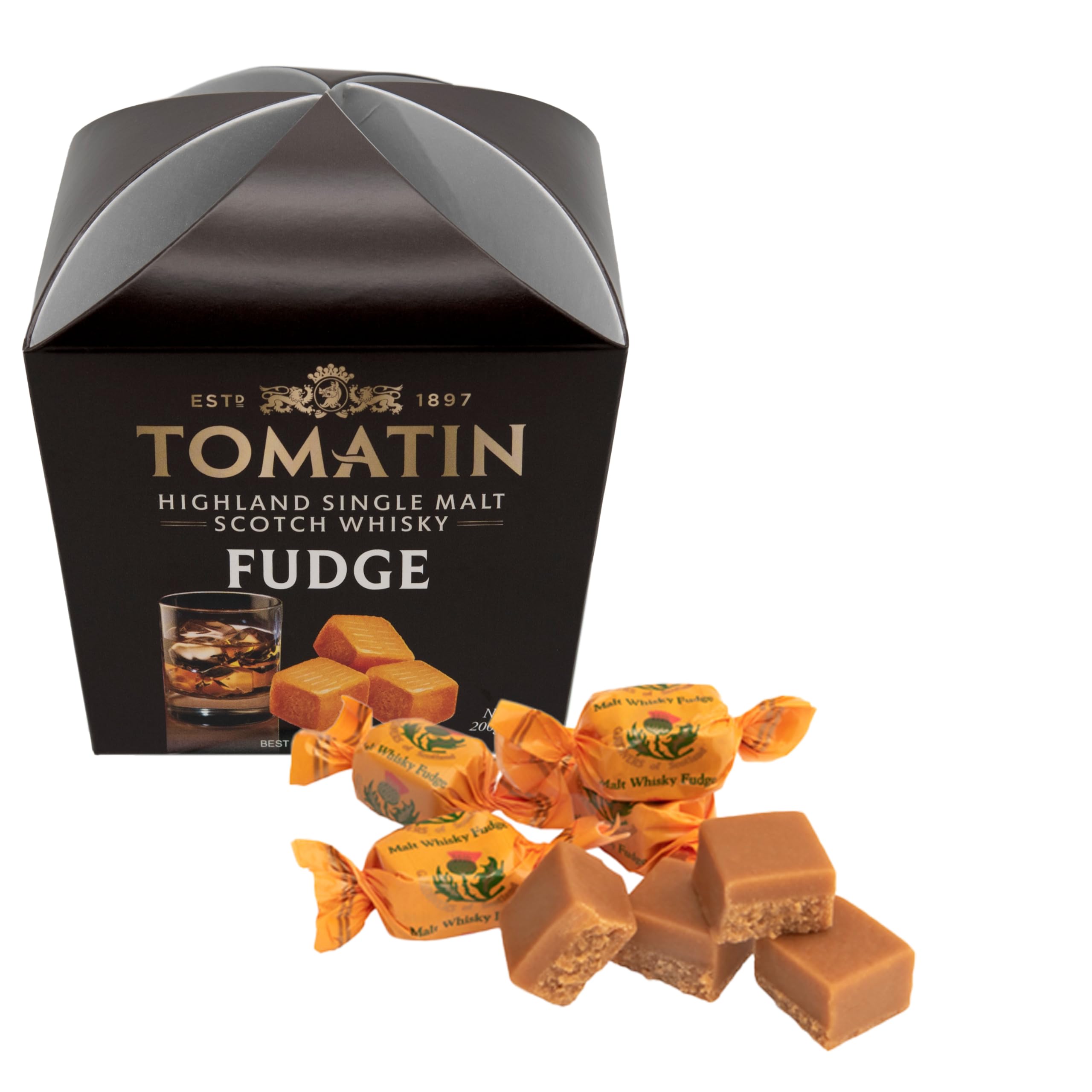 Gardiners of Scotland Handmade Fudge 200g Folded Carton, Tomatin Malt Fudge