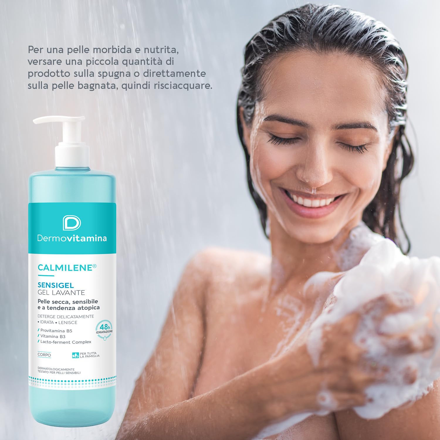 Dermovitamina Calmilene Sensigel 1L - Gel Lavante Corpo - Idratazione 48h - Con Lacto-ferment Complex - Per Pelle Secca, Sensibile, Atopica - Per Adulti e Bambini - Ingredienti di origine naturale