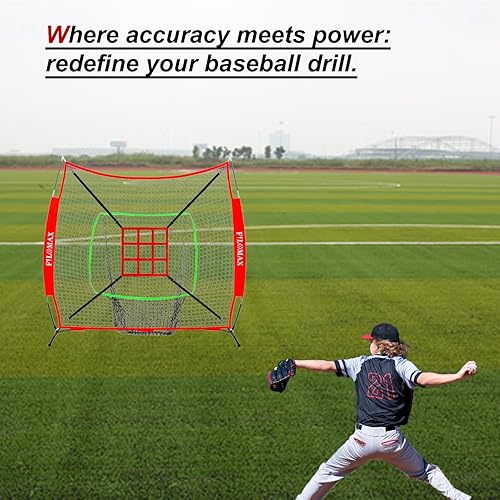 Miniatura 8 de Red de reemplazo de 7x7 pies para béisbol y sóftbol (solo red, sin marco) - Red sin nudos resistente con objetivo de 9 cuadrículas y bolsa de