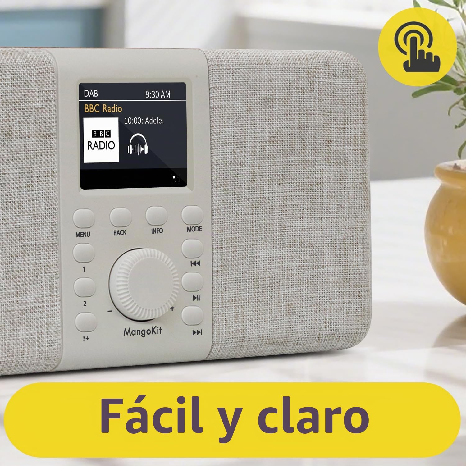 MD5 Dab Estéreo con Altavoz Bluetooth,Digital Dab+,FM de Alimentada por Red y Batería,Pantalla a Color,40Estaciones Presintonizadas,Alarmas y Reloj,Snooze,Puerto de Auriculares-Nogal