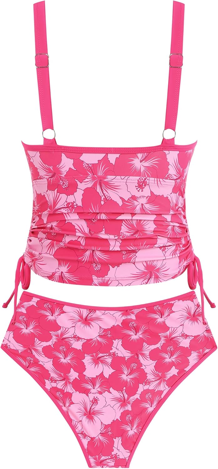 ZAFUL Womens Tankini Swimsuits Tummy Control Bathing Suits 2025 Two Piece Color Block Swim Suit with High Waisted Bottom - Image 4