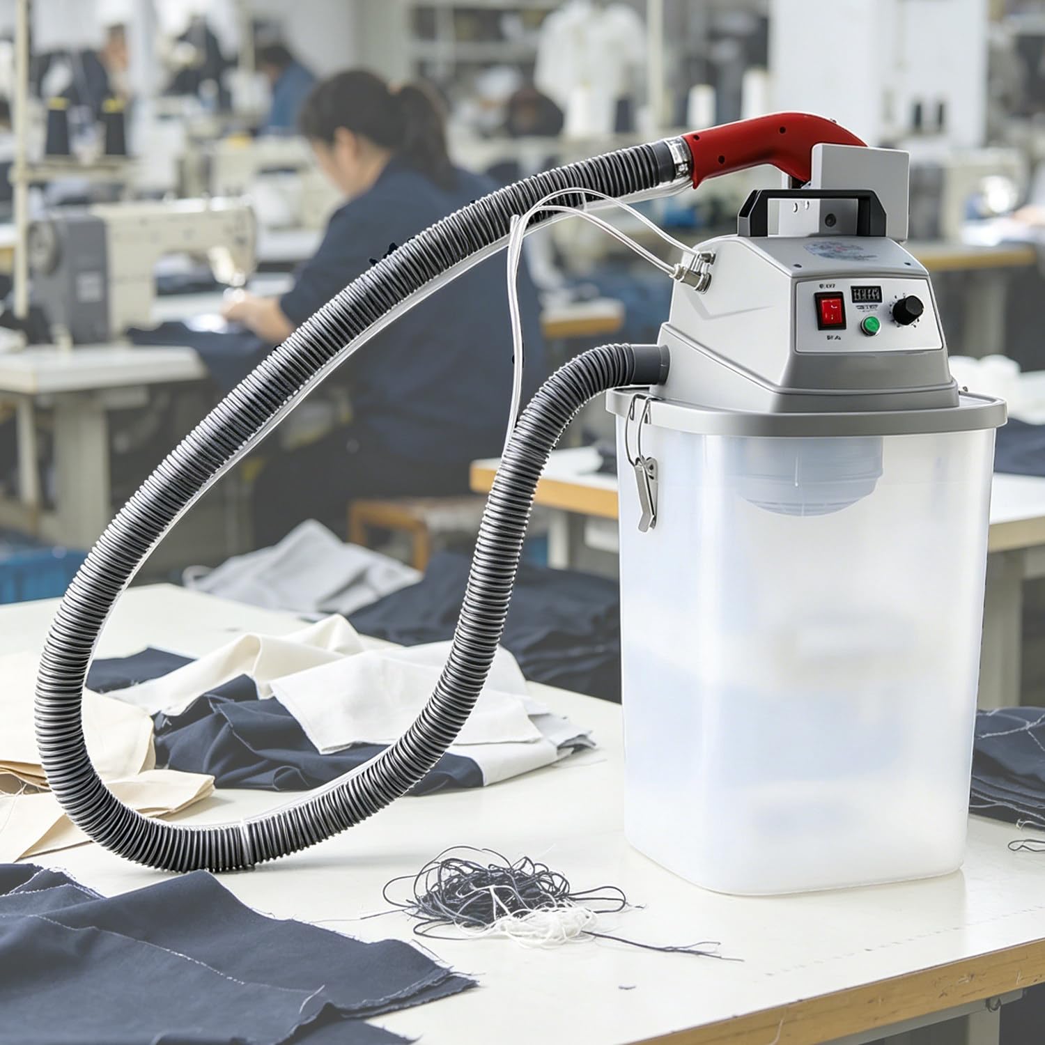 JXYQ Automatic Fabric Thread Trimming Machine, 28000 RPM Brushless Thread Trimmer, 3L Bucket, Efficient Thread Management for Sewing