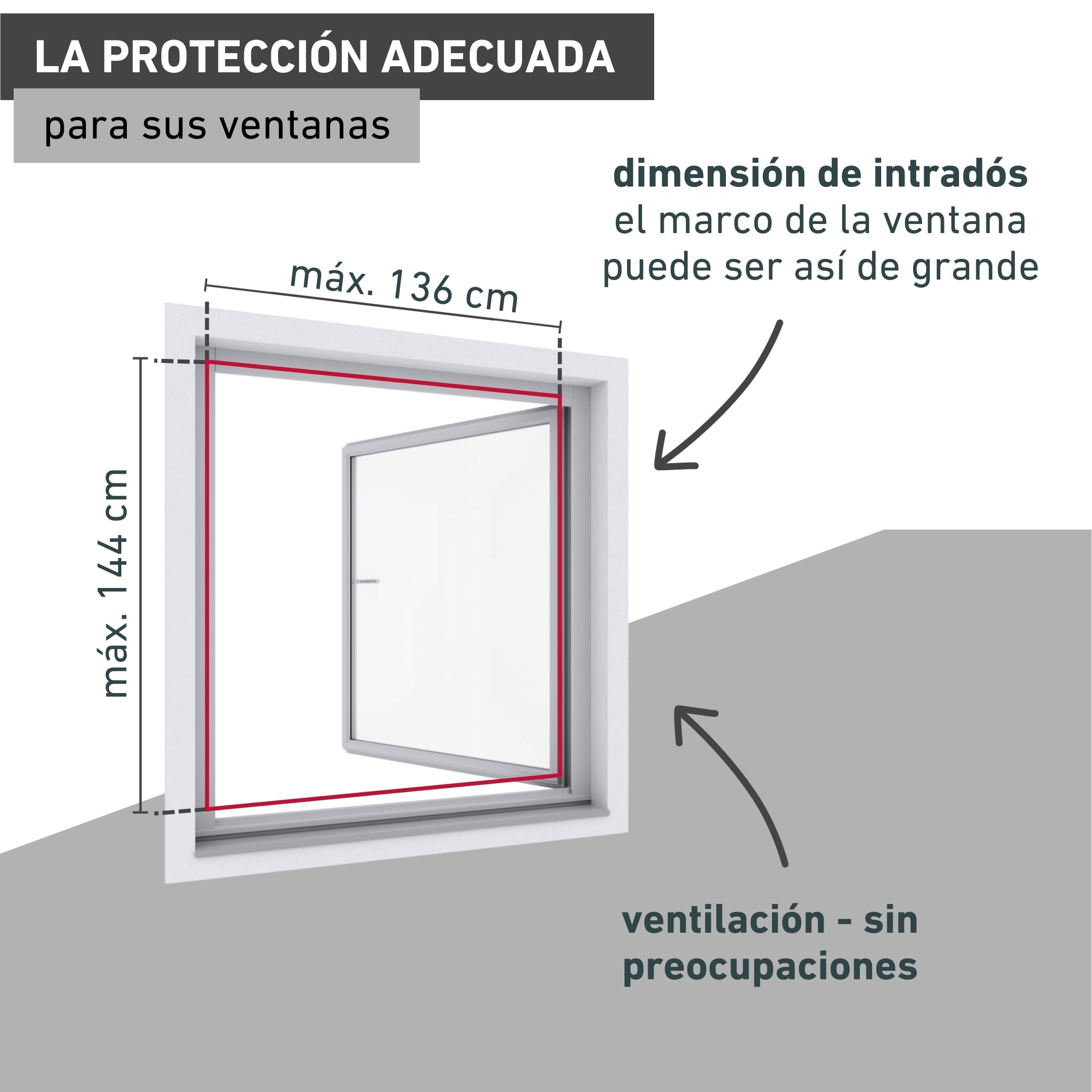 Windhager Mosquitera Marco Tensor Expert, mosquitera Marco de Aluminio para Ventanas 140 x 150 cm, Blanco, 04338