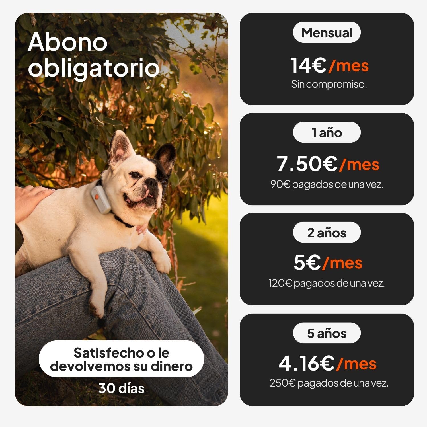 Weenect XS para Perros – Nuevo Mini rastreador GPS para Perros | Seguimiento GPS en Tiempo Real | Modelo más pequeño del Mercado | Suscripción | Resistente al Agua