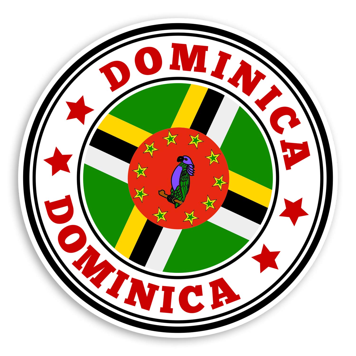 Destination Vinyl Ltd Multi 2 X 10Cm Dominica Flag Vinyl Stickers - Caribbean Travel Luggage Sticker #31012 (10Cm Wide)
