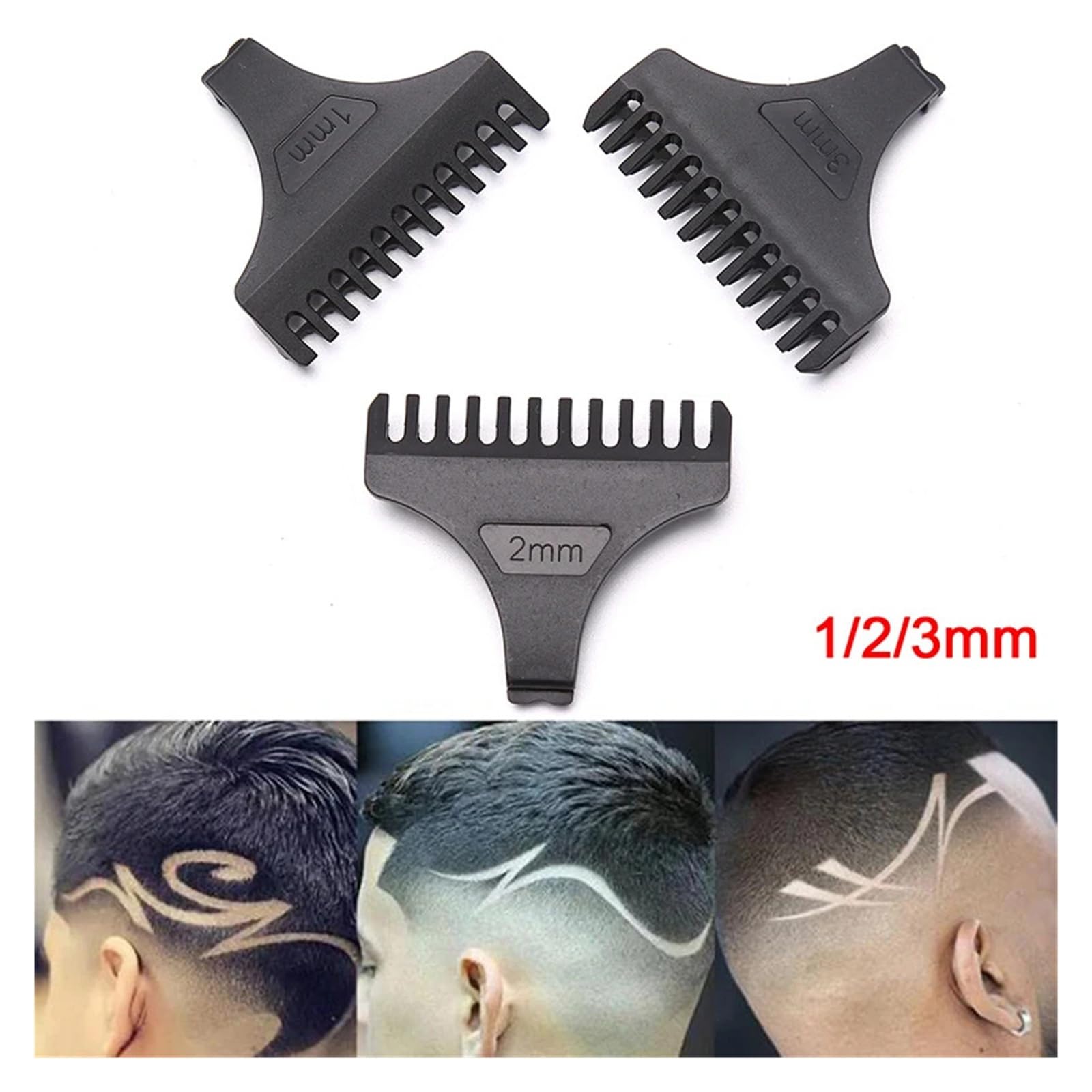 Set mit 3 Universalkämmen für Haarschneider, Rasierer, Haarschneidewerkzeug 1/2/3 mm