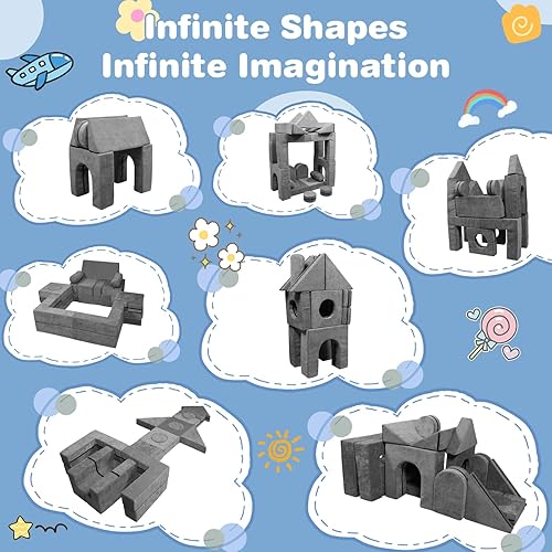 Miniatura 5 de GGIB Sofá modular de juego para niños, 28 piezas, sofá de espuma para niños pequeños, fortaleza de construcción para sala de juegos, juego creativo