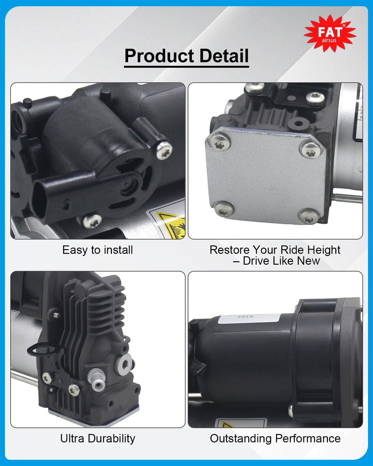 Pompa del compressore della sospensione dell'aria per montare Mercedes Benz W164 X164 GL350 GL450 GL550 ML350 ML450 ML500 ML550 ML63AMG 2006-2012 1643201204 A1643200504