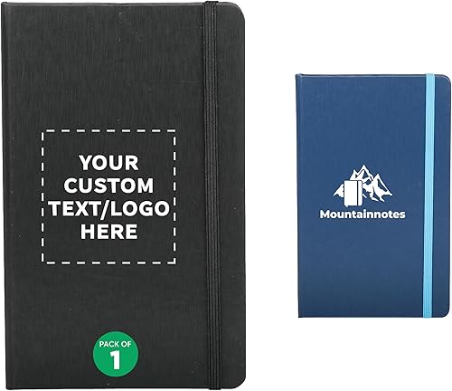 Miniatura 8 de DISCOUNT PROMOS Juego de 6 cuadernos de tapa dura personalizados con banda elástica de colores, paquete personalizado a granel, perfecto para la