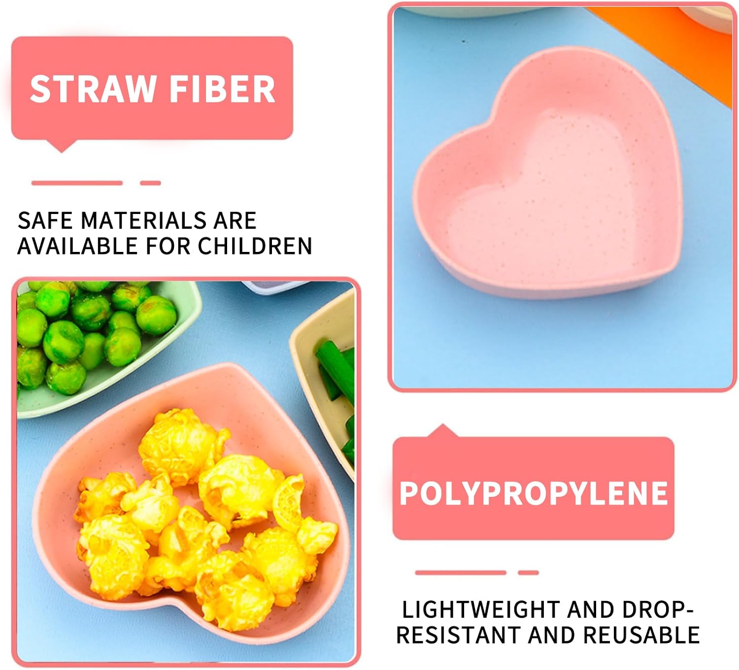 Pink Heart Bowl Heart Shaped Candy Bowl Set 4Pcs Ideal Valentine's Day Present Pink Cute Plastic Bowls for Blending Salad Soup Snacks and Desserts Ideal Dishware for Valentine's Day Dishes