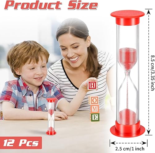 Miniatura 2 de Temporizador de arena de 5 minutos, temporizador de reloj de arena rojo de plástico, mini temporizador de arena, temporizadores de arena para aula,