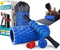 Krightlink 5-in-1 Patented Foam Roller Set: Deep Tissue Massage Roller, Stick, Ball & Band for Muscle Recovery & Flexibility