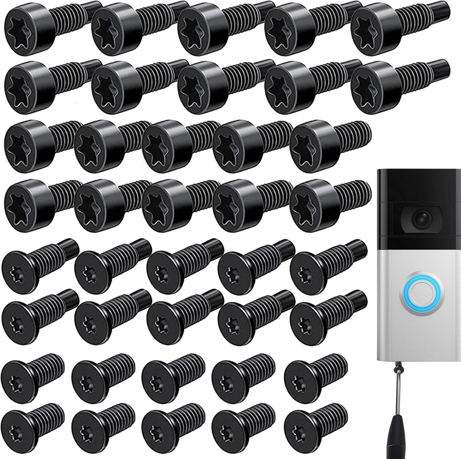 40Pcs Carbon Steel Ring Doorbell Galvanized Spare Screws for Remove The