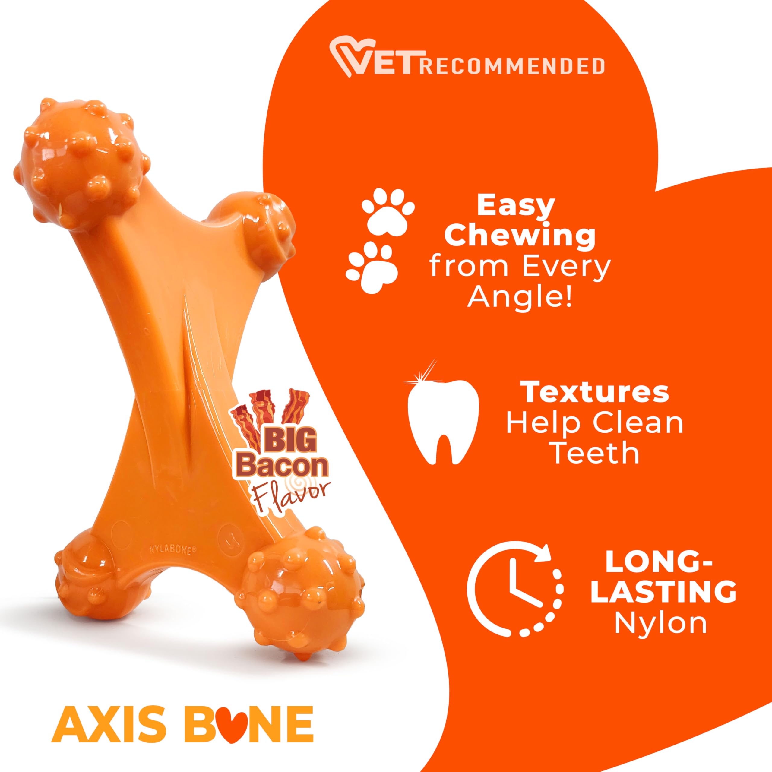 Nylabone Power Chew Axis Knochen-Kauspielzeug für Hunde, Hundespielzeug für Aggressive Kauer, Speckgeschmack, X-Large/Souper – 50+ lbs (1 Stück)