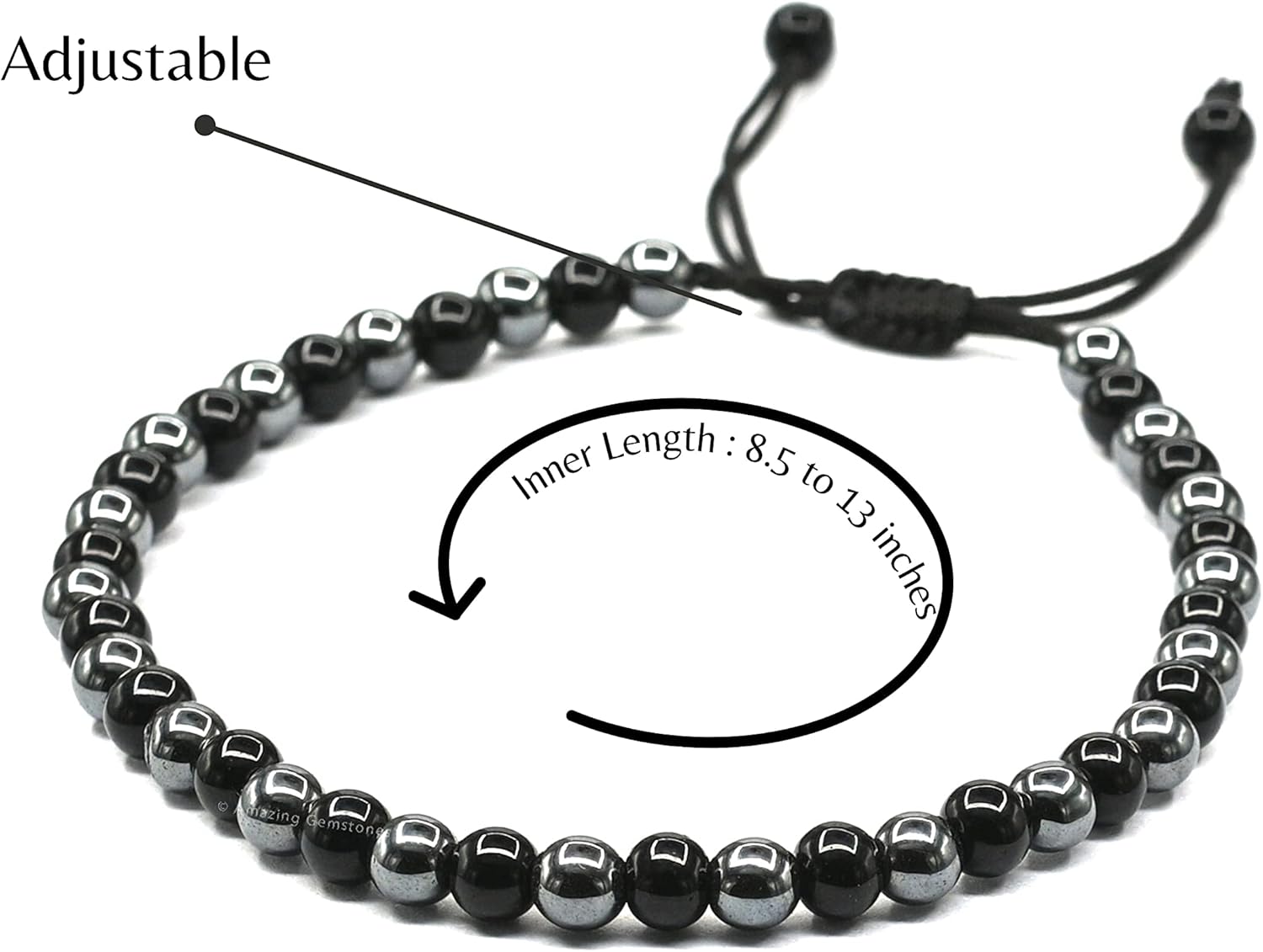 Amazing Gemstone Lymph Detox Magnetic Bracelet Ankle, Black Obsidian Hematite Bracelet Pulseras Para Hombres Mujer Stocking Stuffers (Set of 3) - Image 2