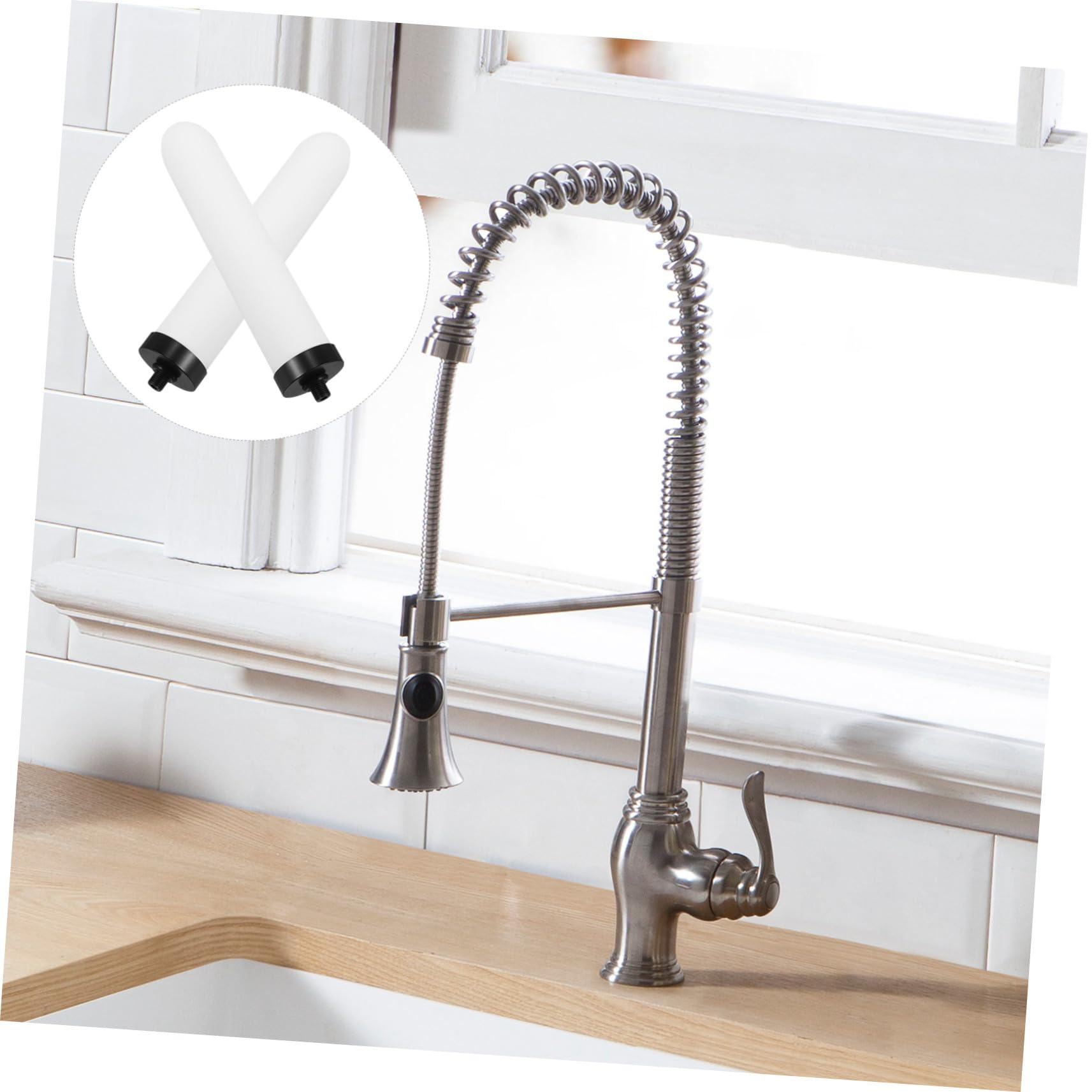 Filtro Cerámico de Repuesto Beige, 2 Piezas para Agua Potable | Compatible Filtros de Encimera, Instalación Conveniente, Cartucho para Sistema de Filtración