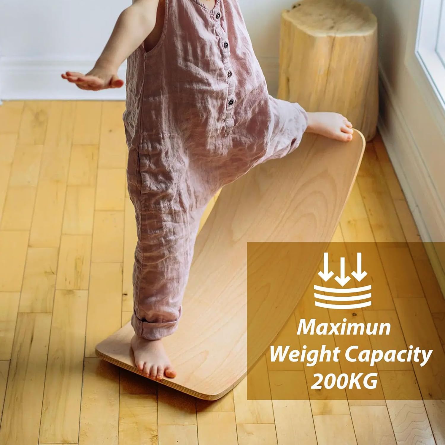 Tabla de Equilibrio Niños Balance Board Curva de Madera para Niño Equilibrio Niños Tabla de Balance Tabla Wobbel Madera Max.200 kg — view 6