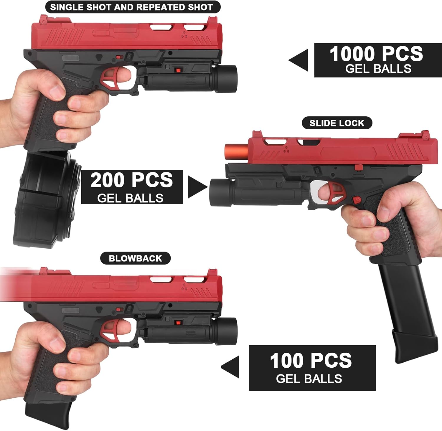 Electric Gel Blaster Toys New X8, Full Auto Splat-Blaster Includes Drum and Goggles for Outdoor Team Game, X2 Upgrade Version for Ages 14+,red