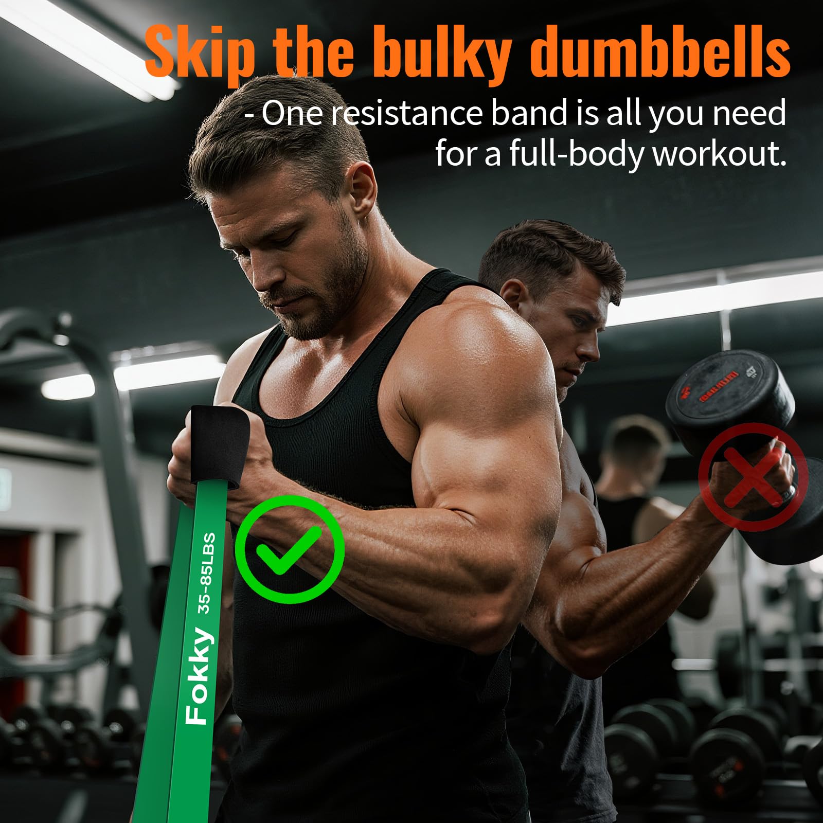 Fokky Elastici Fitness, 5 Livelli di Resistenza Elastico Fitness con Ancoraggio Porta e Cover Protettiva, Elastici Palestra per Allenamento, Stretching, Trazioni alla Sbarra