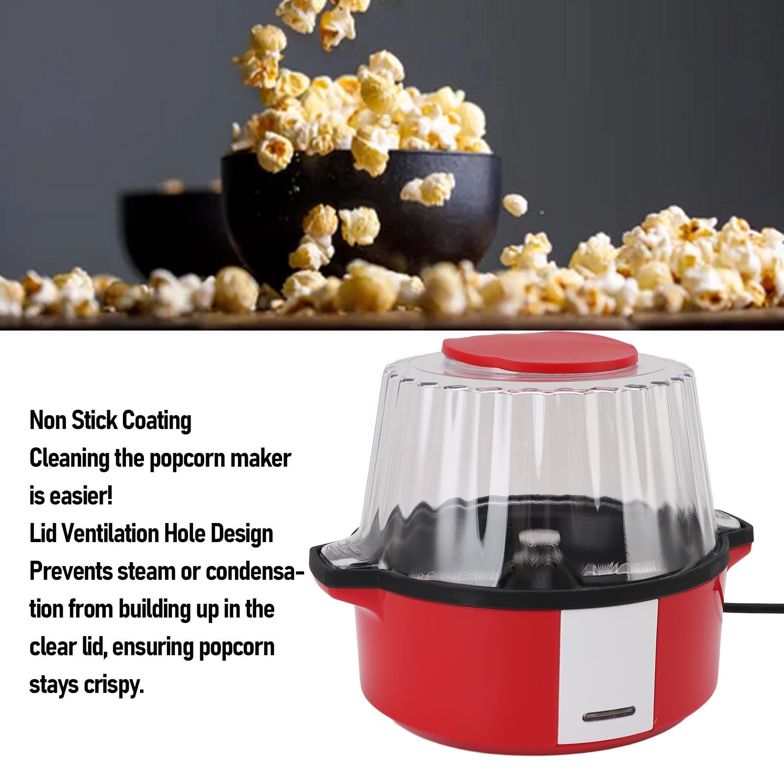 Producent Popcorn, Pełny Automatyczny Maszyna z Małym Domowym Domem z wyjmowaną pokrywką na Wieczory Filmowe Wszelkiego Rodzaju Imprezy (BAOFUYAtdhyw8gs2u-11)