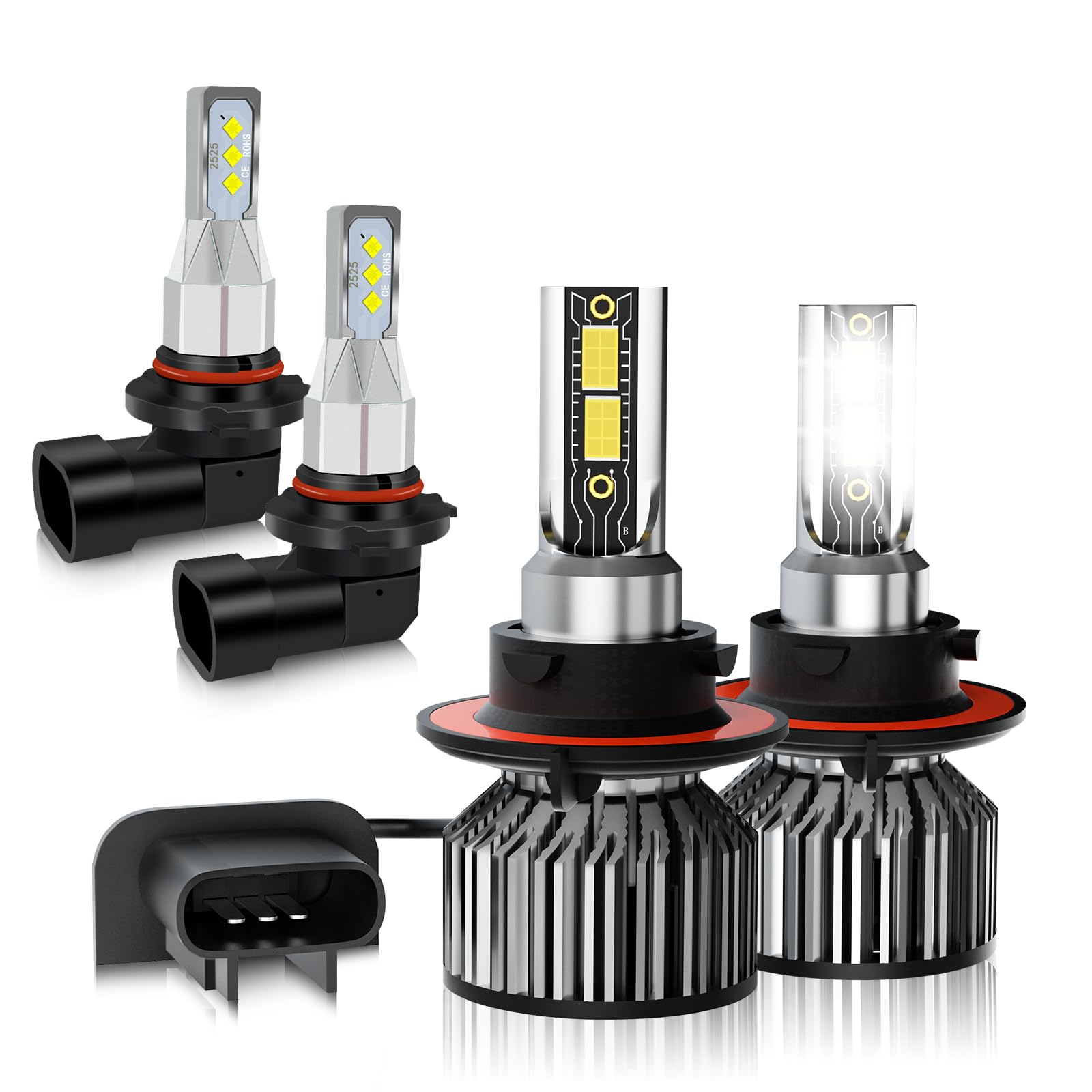 TXBILMOO Fit For Ford F150 F250 F350 (2004-2014) Light Bulbs, 9008 Bulbs and 9145 Fog Light Bulbs, 600% Brightness 24000LM Super Bright, Plug and Play, Pack of 4