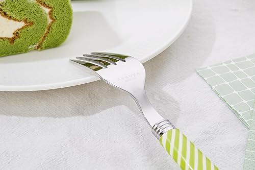 Miniatura 5 de ANNOVA Juego de cubiertos coloridos de acero inoxidable para cocina, incluye cuchillos, tenedores, cucharas, tenedores de ensalada y cucharas de