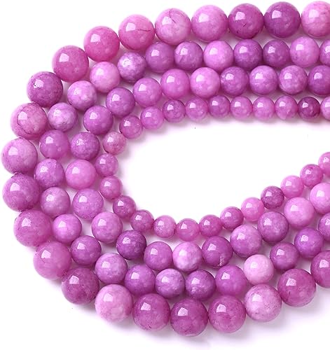 Miniatura 3 de 60 cuentas de piedra de jade de lepidolita púrpura natural de 0.236 pulgadas para fabricación de joyas, pulseras, collares, accesorios de piedra de