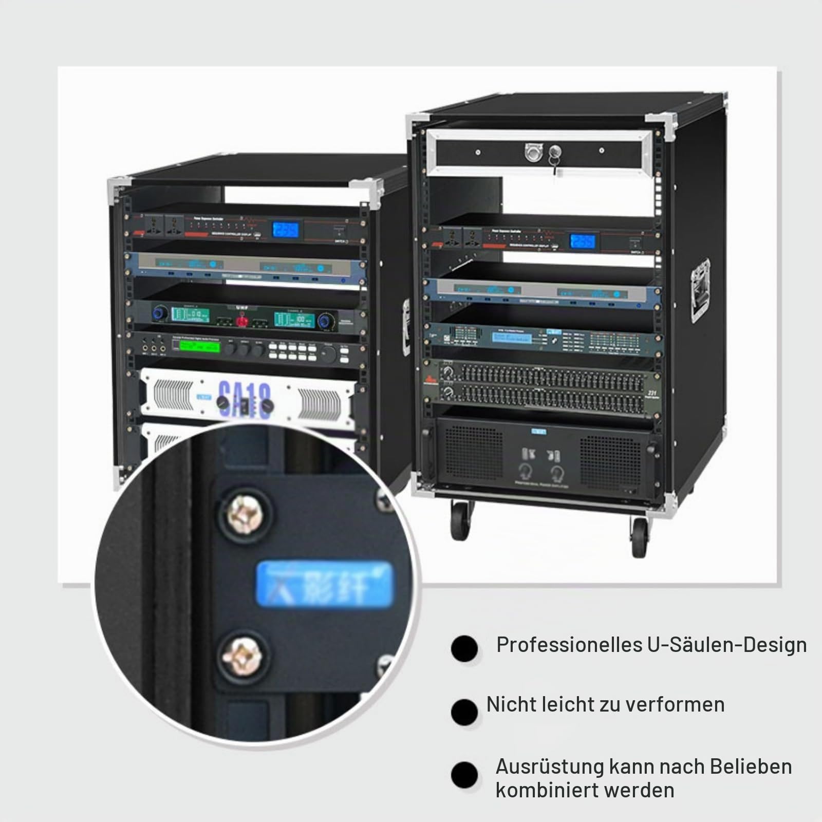 Audio Rack HiFi Regal, Medien-Stereoschrank-Ständer, Aufbewahrungsschrank, HiFi-Audioschrank Regale Mit Verstellbarem Regal, für Heimkino/Schlafzimmer/Büro