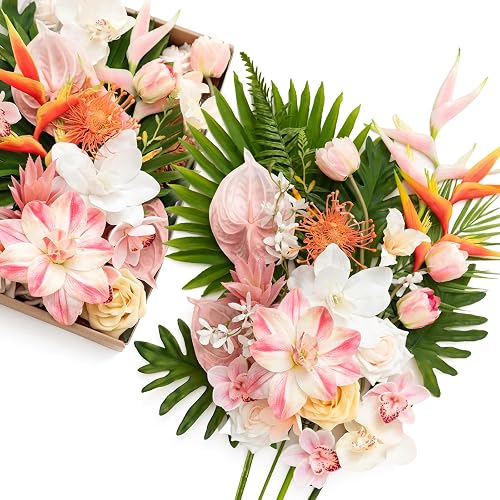 Ling's moment Fake Flowers Box, Faux Artificial Greenery Stems Foam