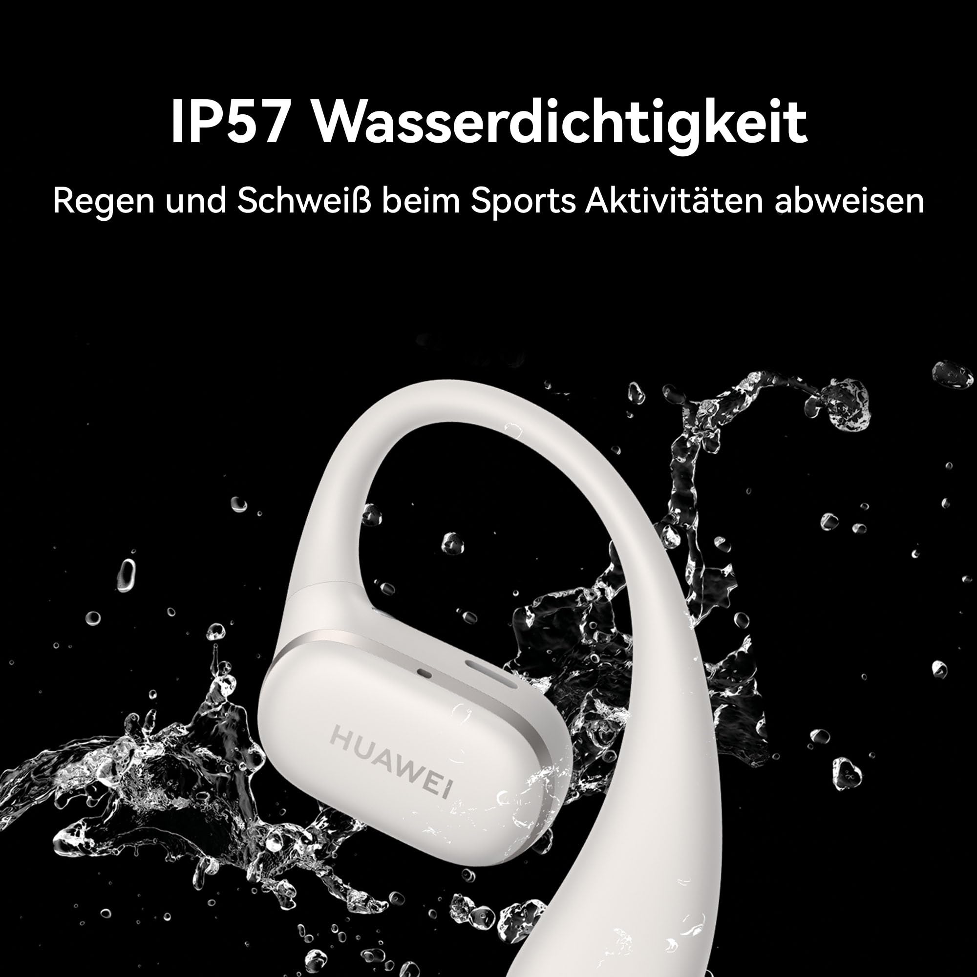 HUAWEI FreeArc Open-Ear Kopfhörer, TWS Bluetooth Sport, Schwarz | Sterling Sound & IP57 Wasserschutz sichern 28h Musik. Ideal für Fitness-Fans beim intensiven schweißtreibenden Workout.