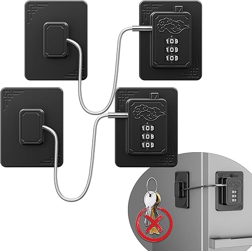 Miniatura 1 de Paquete de 2 cerraduras para refrigerador con código de 3 dígitos, combinación de cerradura de refrigerador fácil de instalar, cerradura de