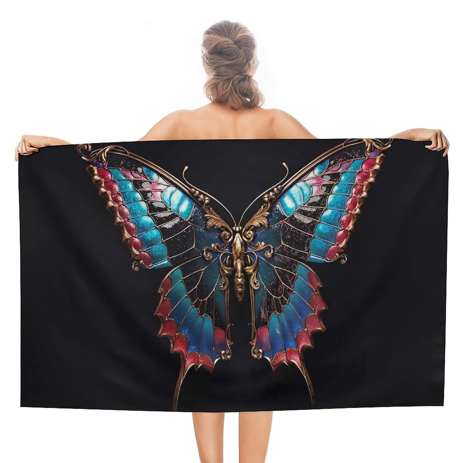 Butterfly Beach Towel Adult Sandproof Superfine Fiber Beach Towel for Girls Personalized for Beach Swimming Swimming Class Picnic Cruise Hawaii Tropical Vacations Other Water Activities 32INx52IN