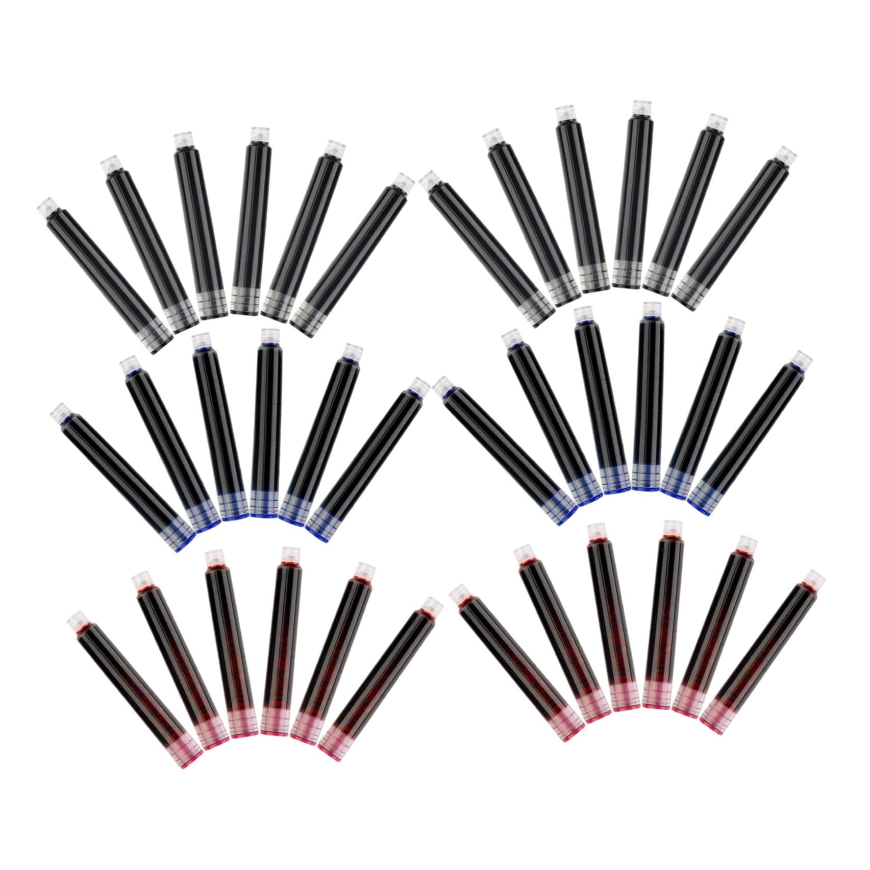 SECFOU 450 Pezzi Ricariche in Plastica per Penna Stilografica di Inchiostro 3,4 Mm Colori Blu Nero Rosso Facili da Sostituire per Scuola e Ufficio