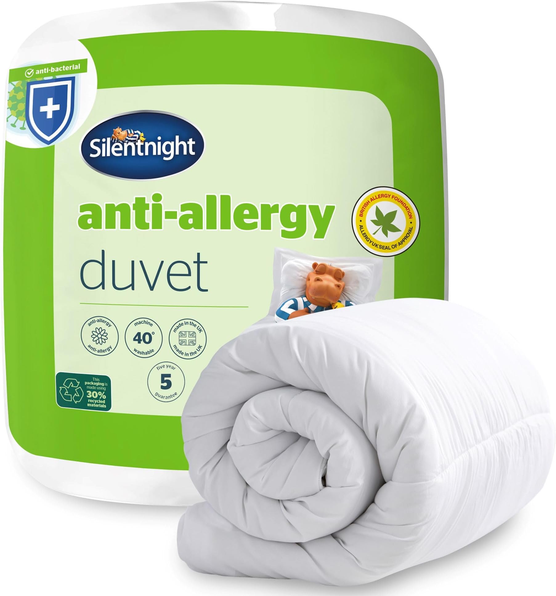 Silentnight Anti Allergy Double Duvet 10.5 Tog - All Year Round Winter Quilt Duvet Anti-Bacterial and Machine Washable with Allergy UK Approved Anti Allergy Fibres - Double Bed