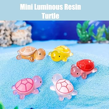 101 Pcs Mini Resin Animals Mixed Turtle, Luminous Miniature Resin Animals