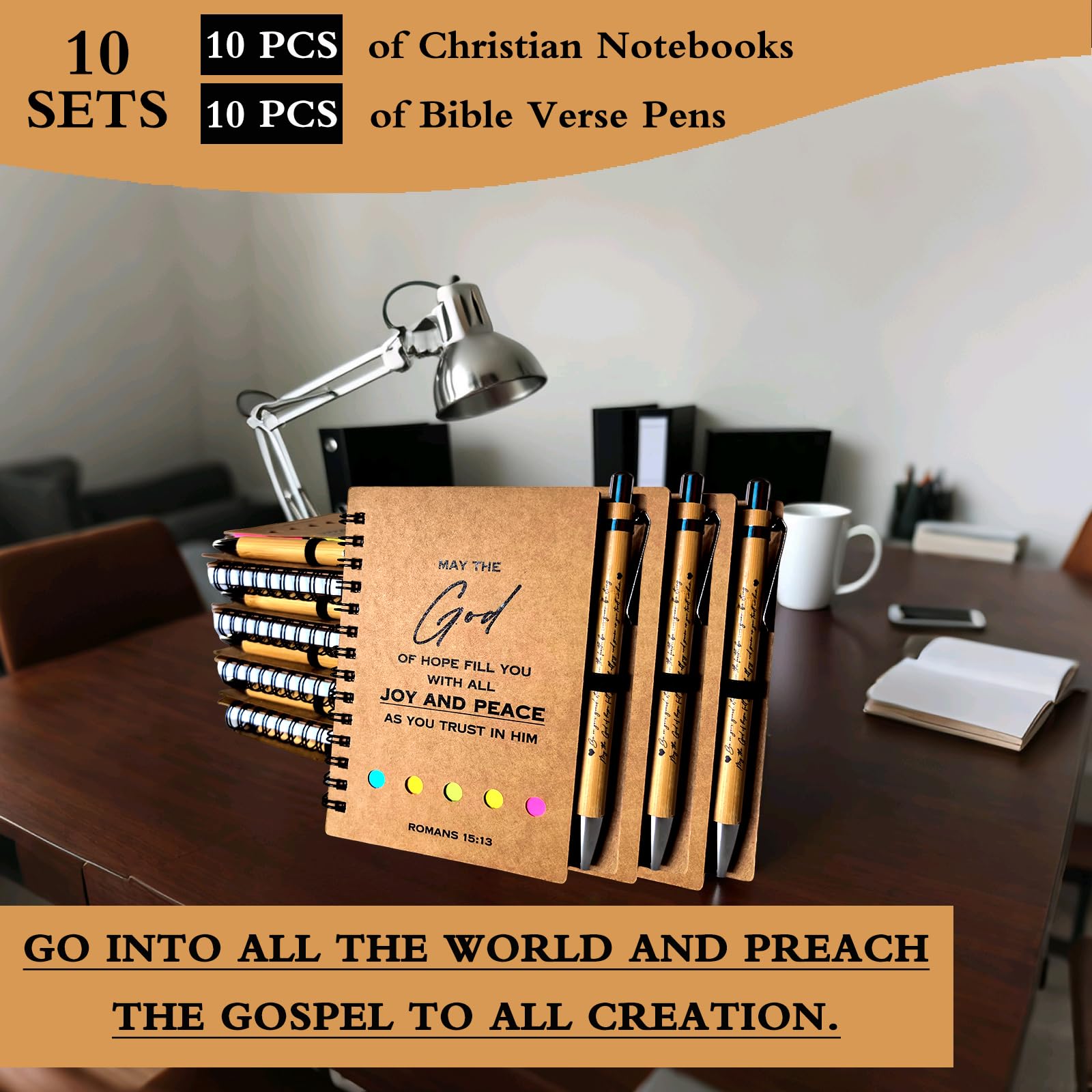 Set di 10 quaderni cristiani di preghiera, diari ispiratori cristiani, con penne per versi della Bibbia, per donne, uomini, membri della chiesa, gruppi di studio biblico e famiglie della chiesa