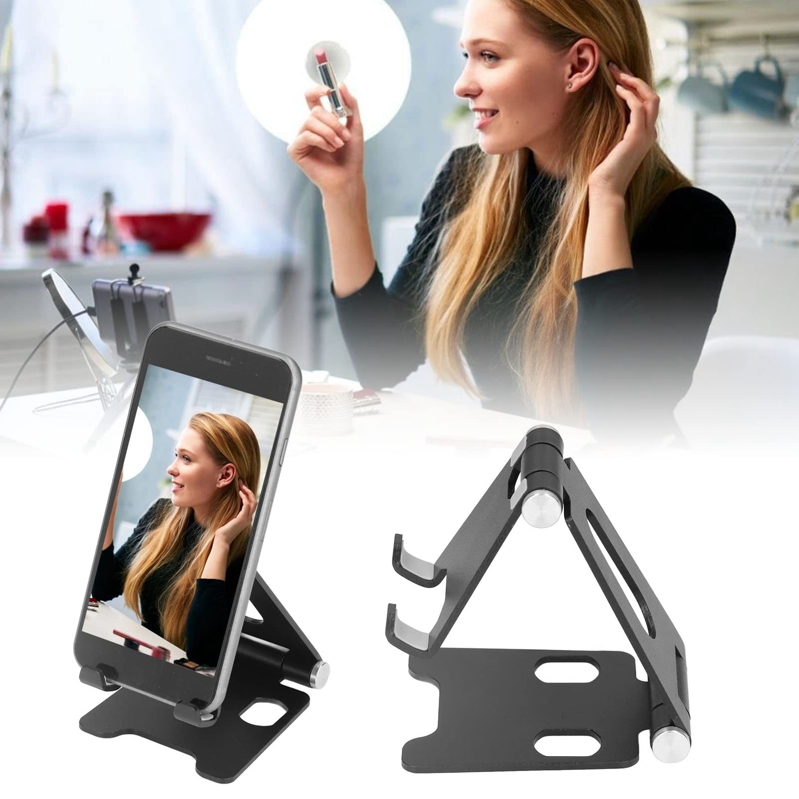 Stojak na Telefon Komórkowy, Regulowany Aluminiowy Uchwyt na Telefon Komórkowy Obrót o 360 Stopni Stojak na Tablet Biurkowy na Telefony Komórkowe, Tablety