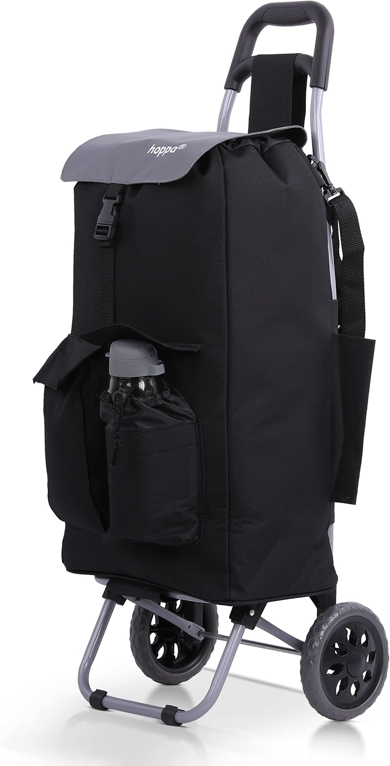 42L Large Foldable Insulated Shopping Trolley on Wheels, 2 Wheel | Large Capacity Grocery Bag, Waterproof, 2 Wheels, Side Pockets & Shoulder Strap, Lightweight, Foldable, Durable, For Elderly