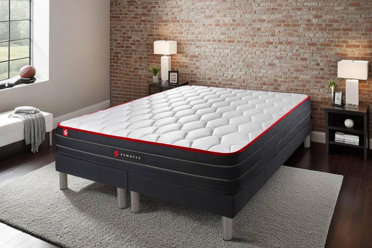 Ensemble Double sommier + Matelas Boost Ressorts ensachés et mémoire de Forme 160x200 | Epaisseur : 26 cm | Confort : Equilibré