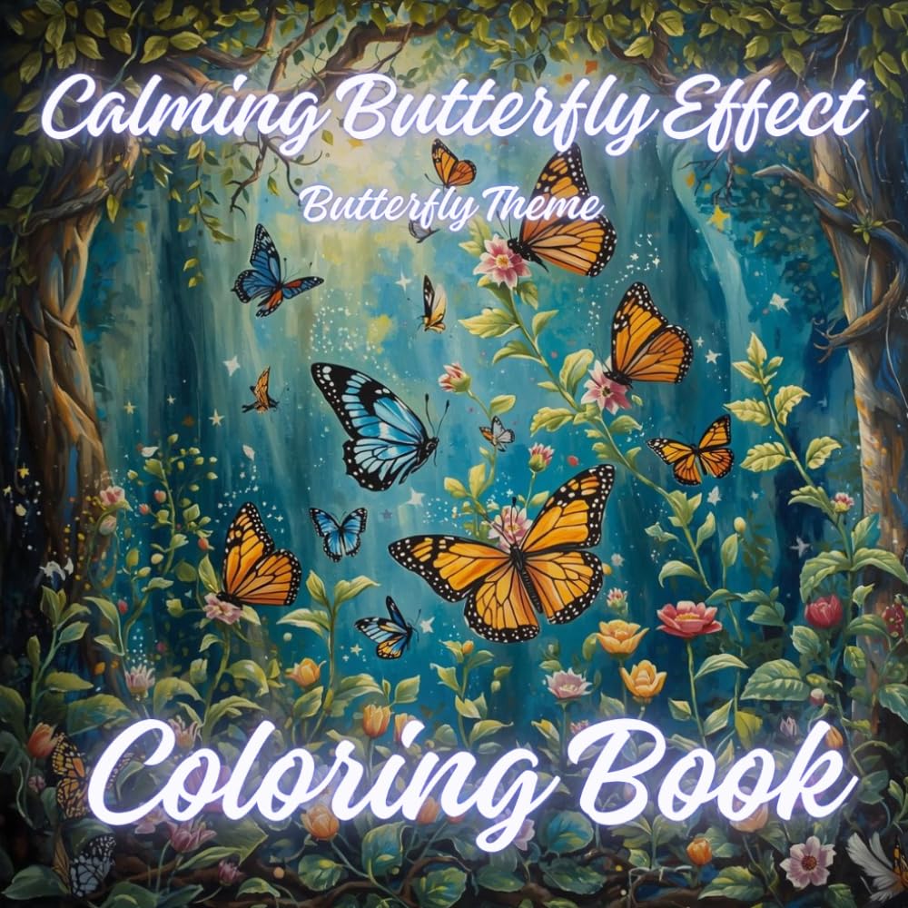 The Calming Butterfly Effect: Relax & Transform Through Coloring: Stress Relief Coloring Book for Adults Featuring Beautiful Butterflies