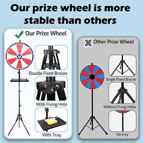 Miniatura 3 de Rueda giratoria de doble uso de 20 pulgadas con trípode plegable y base resistente, rueda giratoria de altura ajustable, 12 ranuras de color de mesa