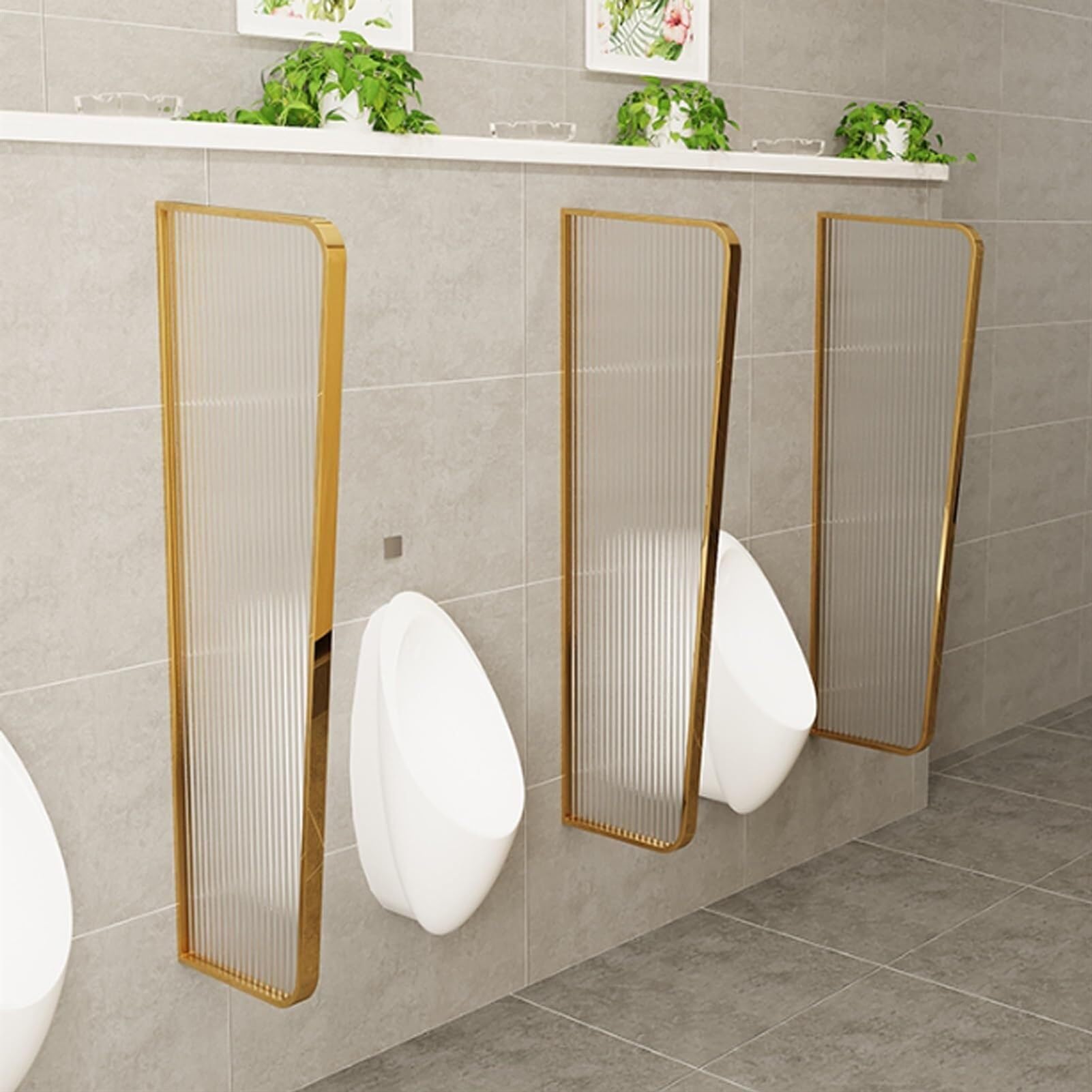 GJZQDKX Men restroom urinal privacy screen toilet baffle urinal baffle privacy partitions public toilet partition With stainless steel fittings Wall-Mounted Urinal Baffle Suitabl(Gold-4PCS)