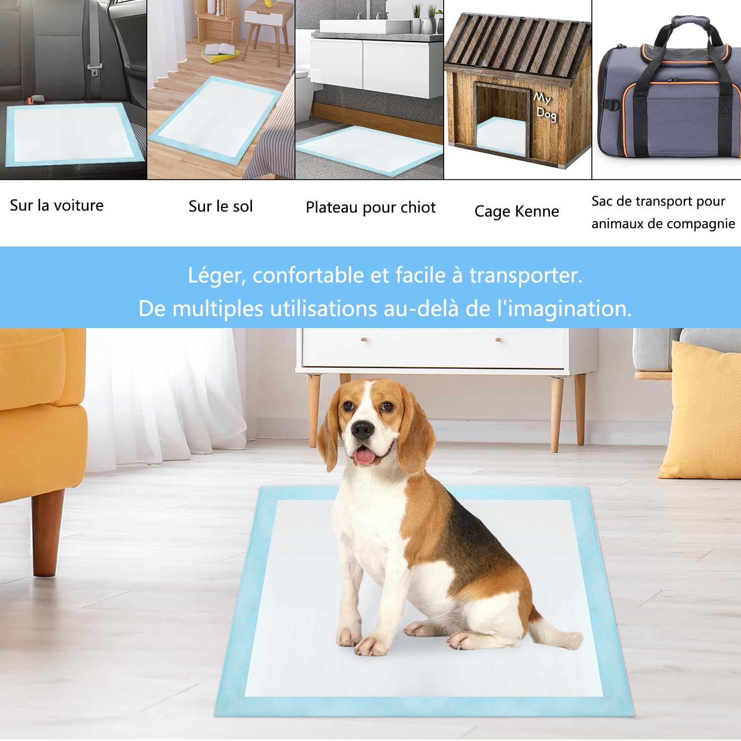 40 Pièces Gros Tapis Absorbant Chien, 80x120cm Alese Jetable, Alèse Pipi Tapis Educateur pour Chien Gros,Apprentissage de la Propreté Tapis Hygiénique (40 Pièces 80x120cm)