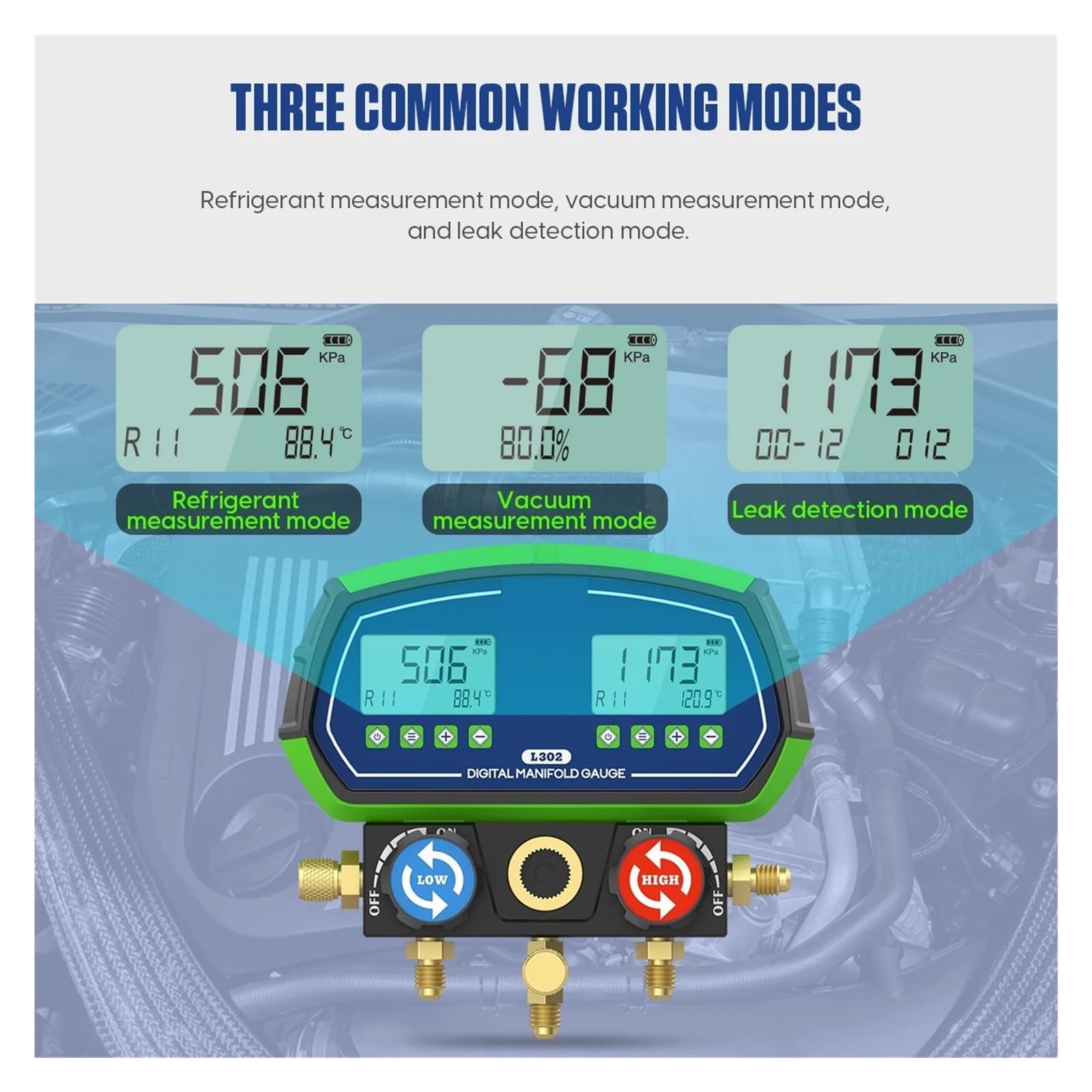 Cyfrowy manometr, Digital Manifold Gauge HVAC Vacuum Pressure Temperature Tester Leak Detection Tool