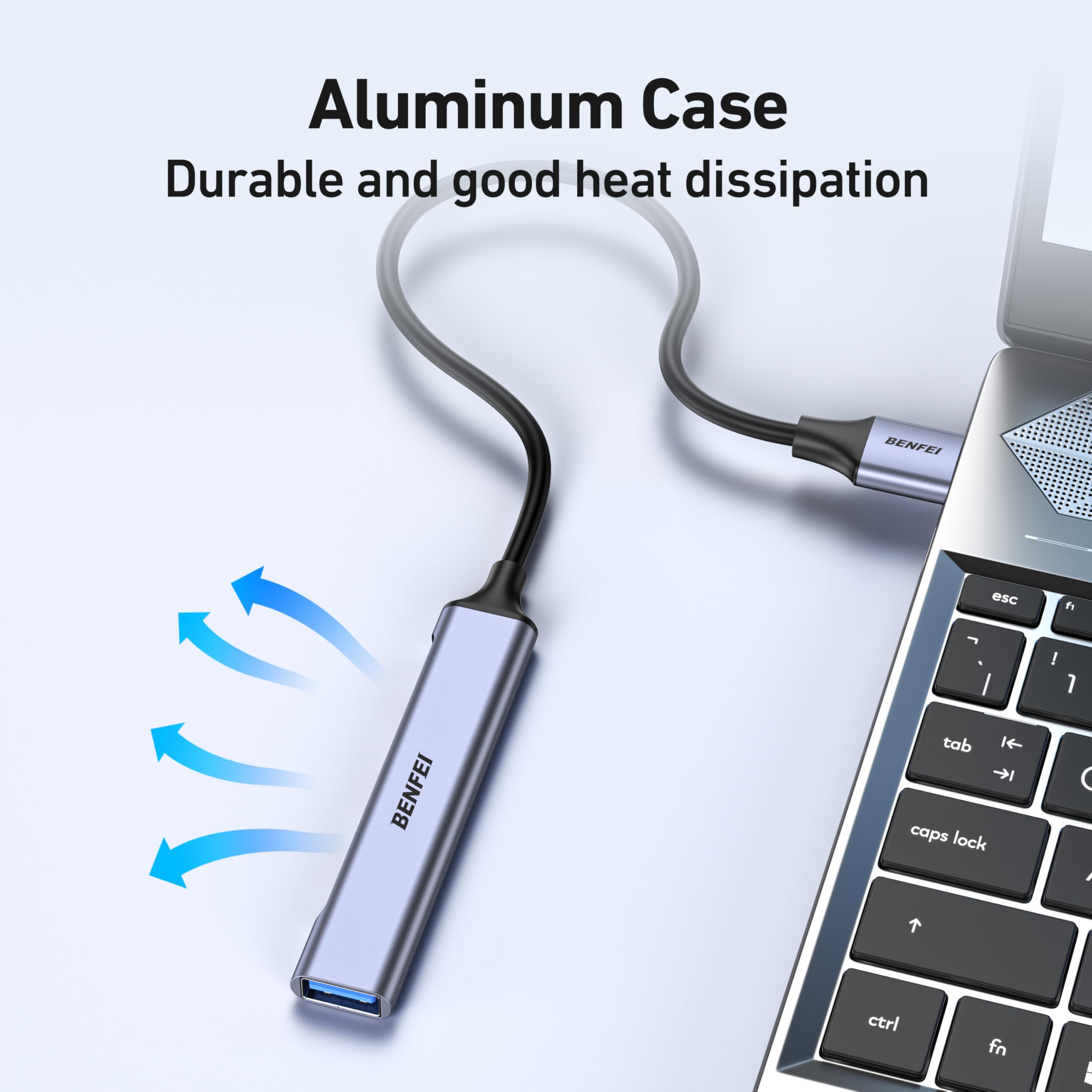 BENFEI Hub USB 4 Ports 10Gbps USB 3.2 USB 2.0 pour Ordinateur Portable PC
