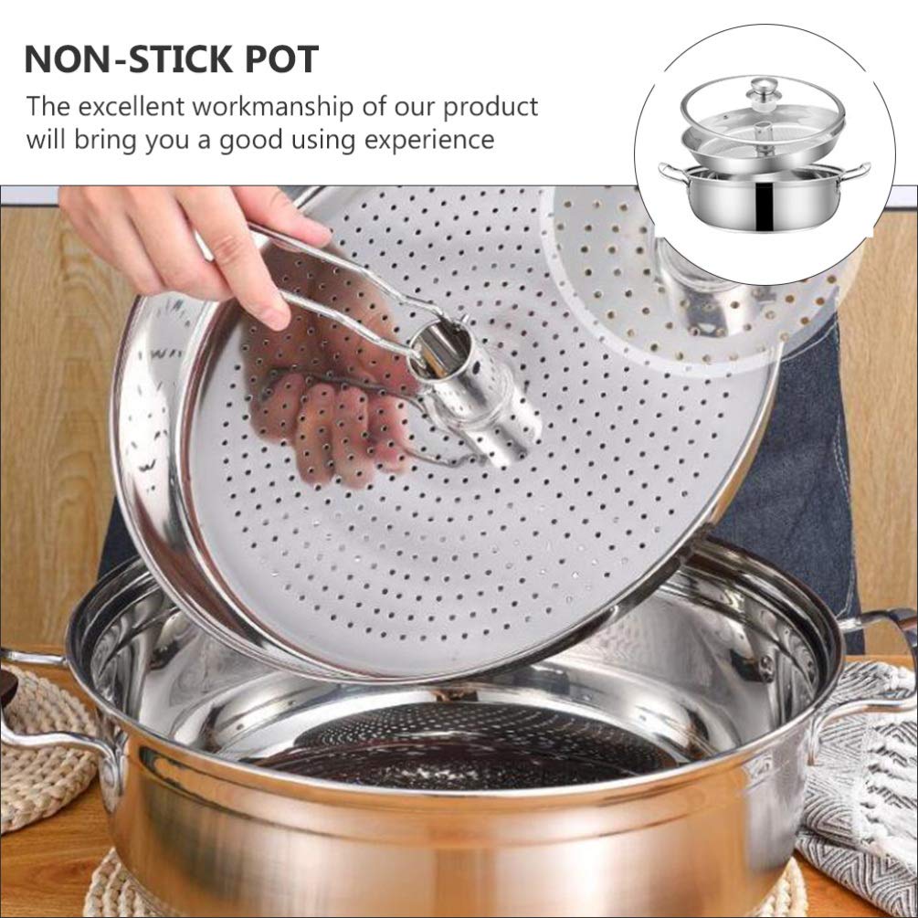 Dampfgartopf aus Edelstahl mit Dampfgarer und Glasdeckel, 3-teiliges Set, sicher und langlebig, tolle Ergänzung für Jede Küche