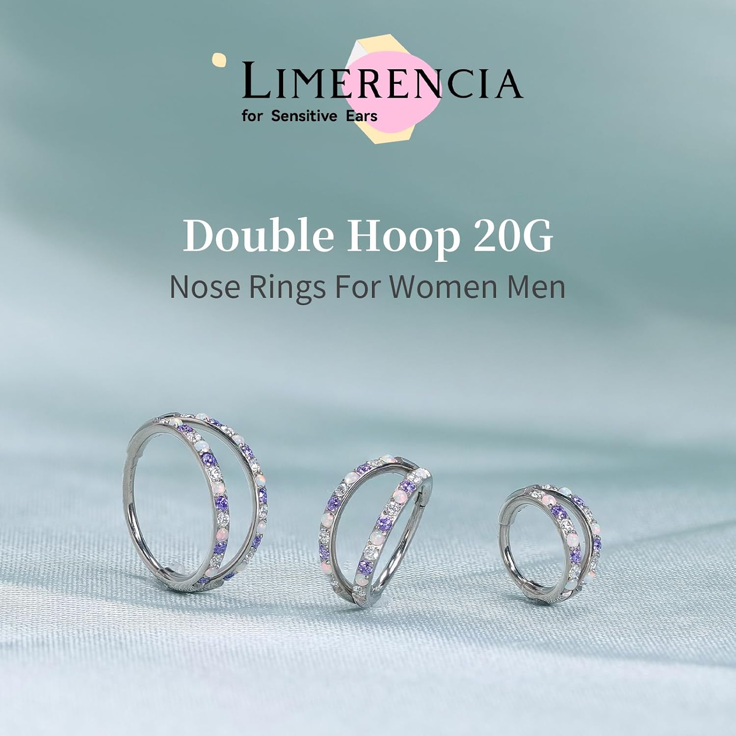 limerencia Titanium Nose Ring - G23 Double Hoop Cartilage Earring - 20G Clicker Ring for Septum, Helix, Conch, Daith, Tragus Piercing - Hypoallergenic Body Jewelry for Women & Men